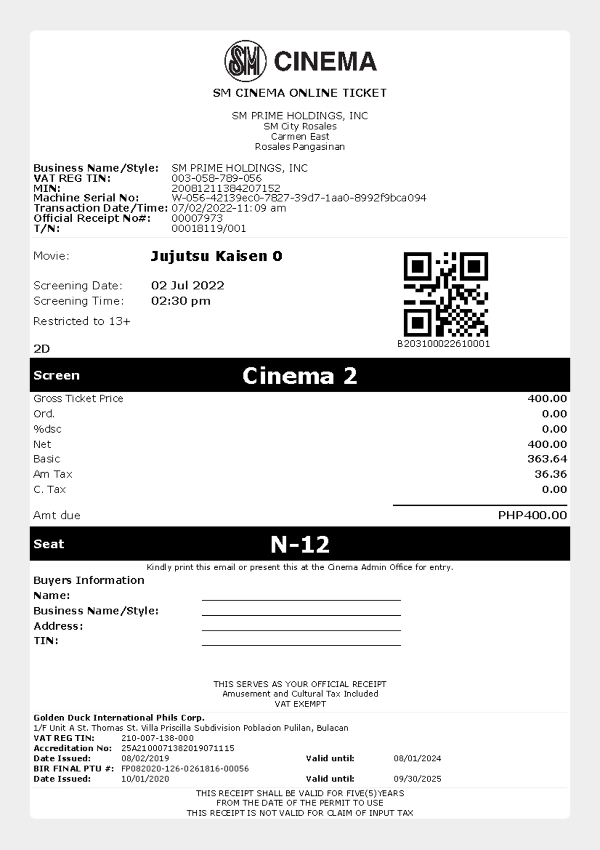 Jujutsu Kaisen 0 Sat 02 Jul 1430 Tickets SM CINEMA ONLINE TICKET SM