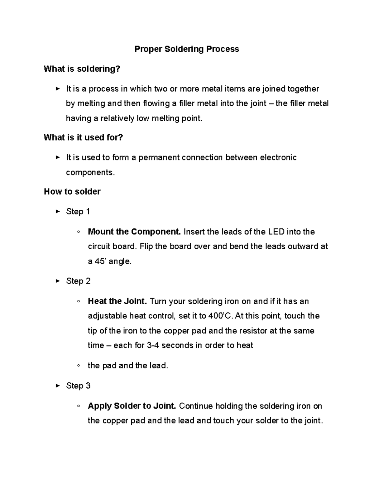 Proper Soldering Process - Science, Technology, Engineering, and ...