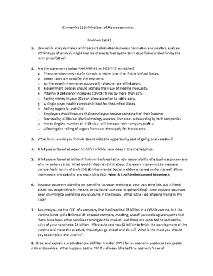 ECON 1001: Chapter 1 Notes (Week 1) - Chapter 1: Economics : The study ...