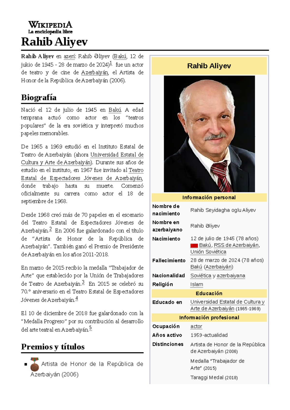 Rahib Aliyev otros Rahib Aliyev Información personal Nombre de