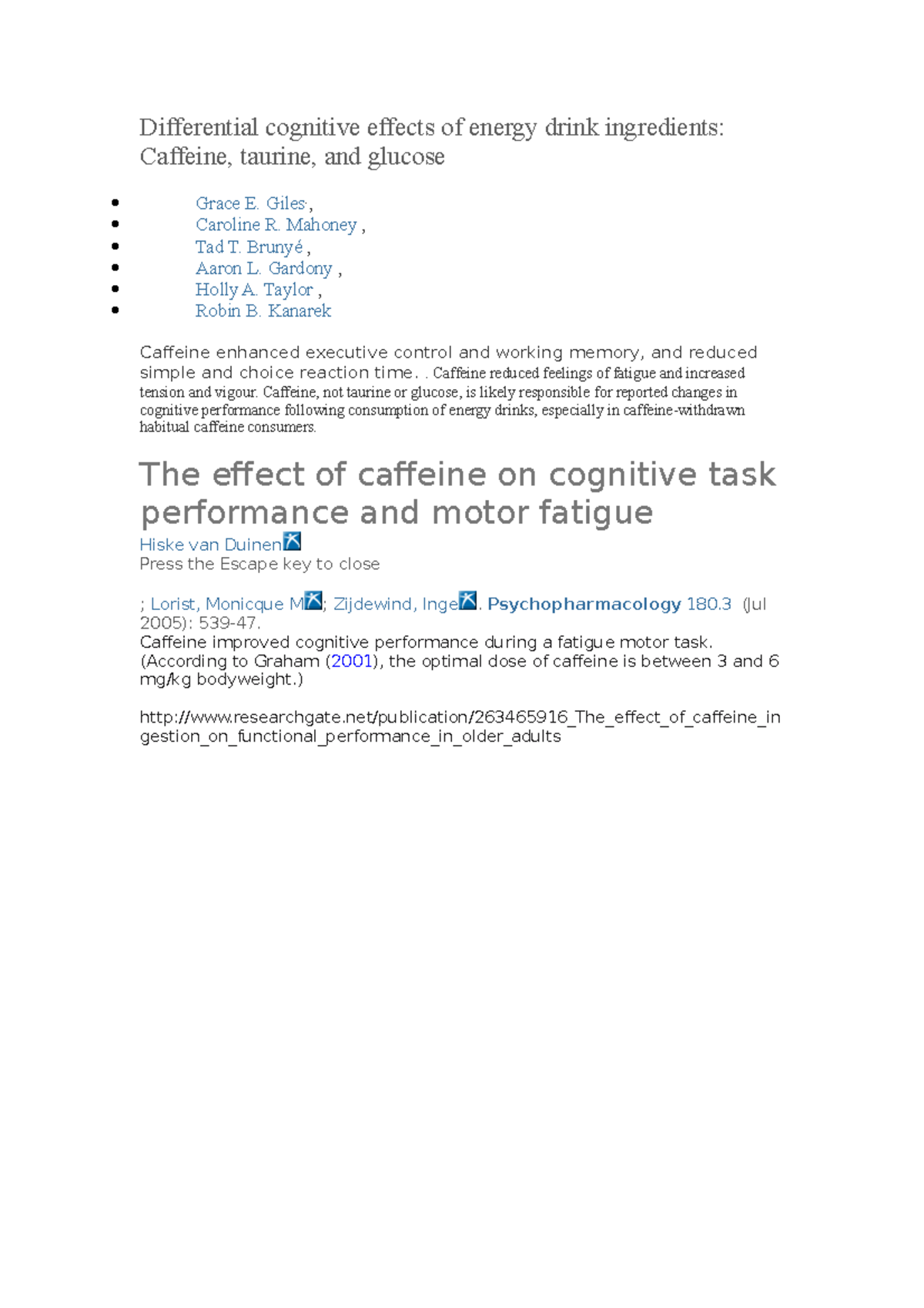 Differential cognitive effects of energy drink ingredients Giles