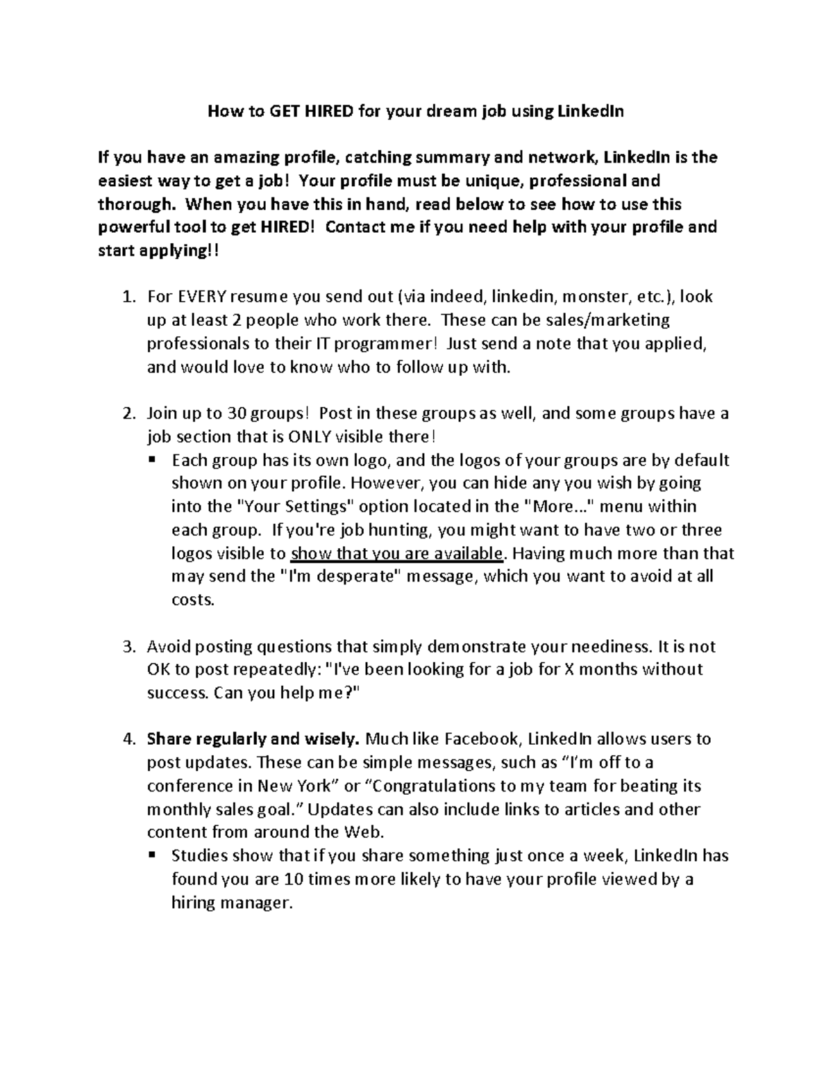 Linked In Tips - How to GET HIRED for your dream job using LinkedIn If ...