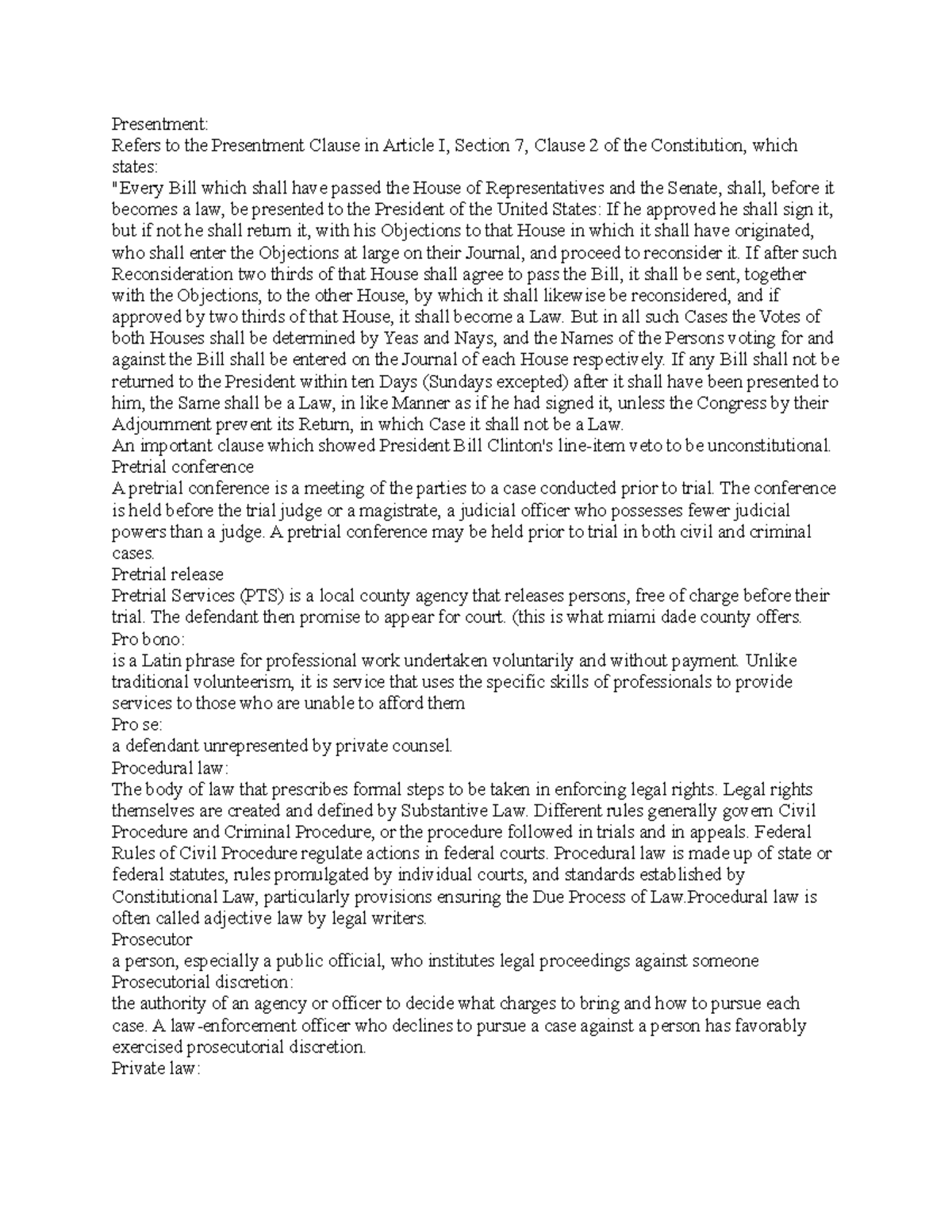 Presentment POS 3283 Presentment Refers to the Presentment Clause