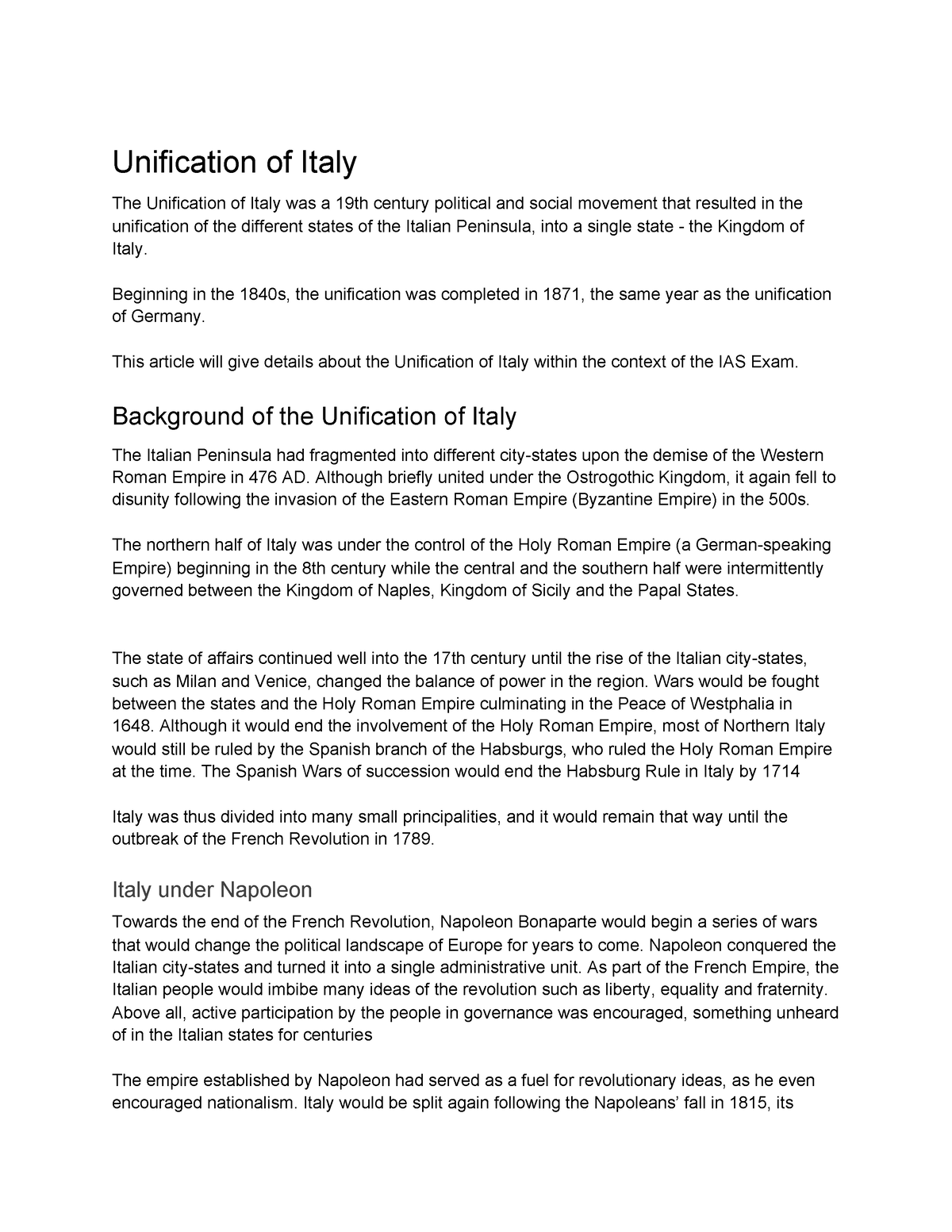 Unification Of Italy Unification Of Italy The Unification Of Italy   Thumb 1200 1553 