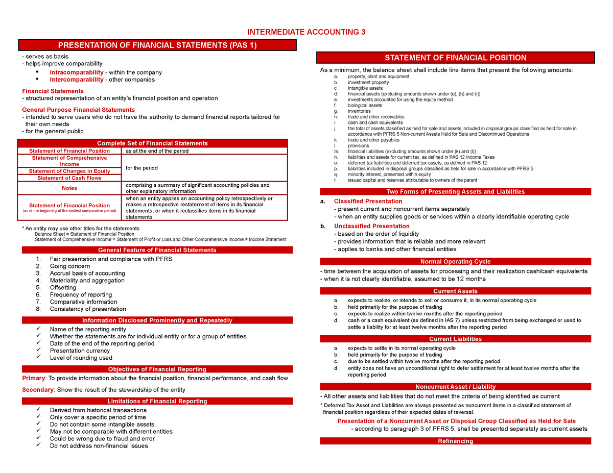 Intacc 3-1 - PRESENTATION OF FINANCIAL STATEMENTS (PAS 1) - serves as ...