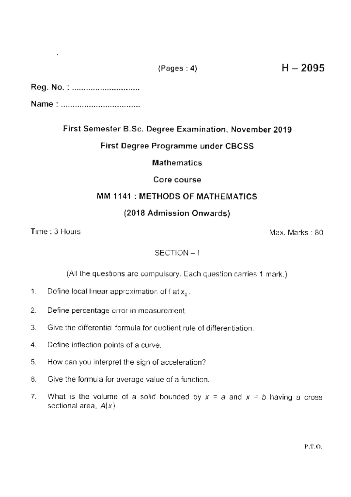 Methods-of-Mathematics-b.sc maths first sem question paper - BSC ...