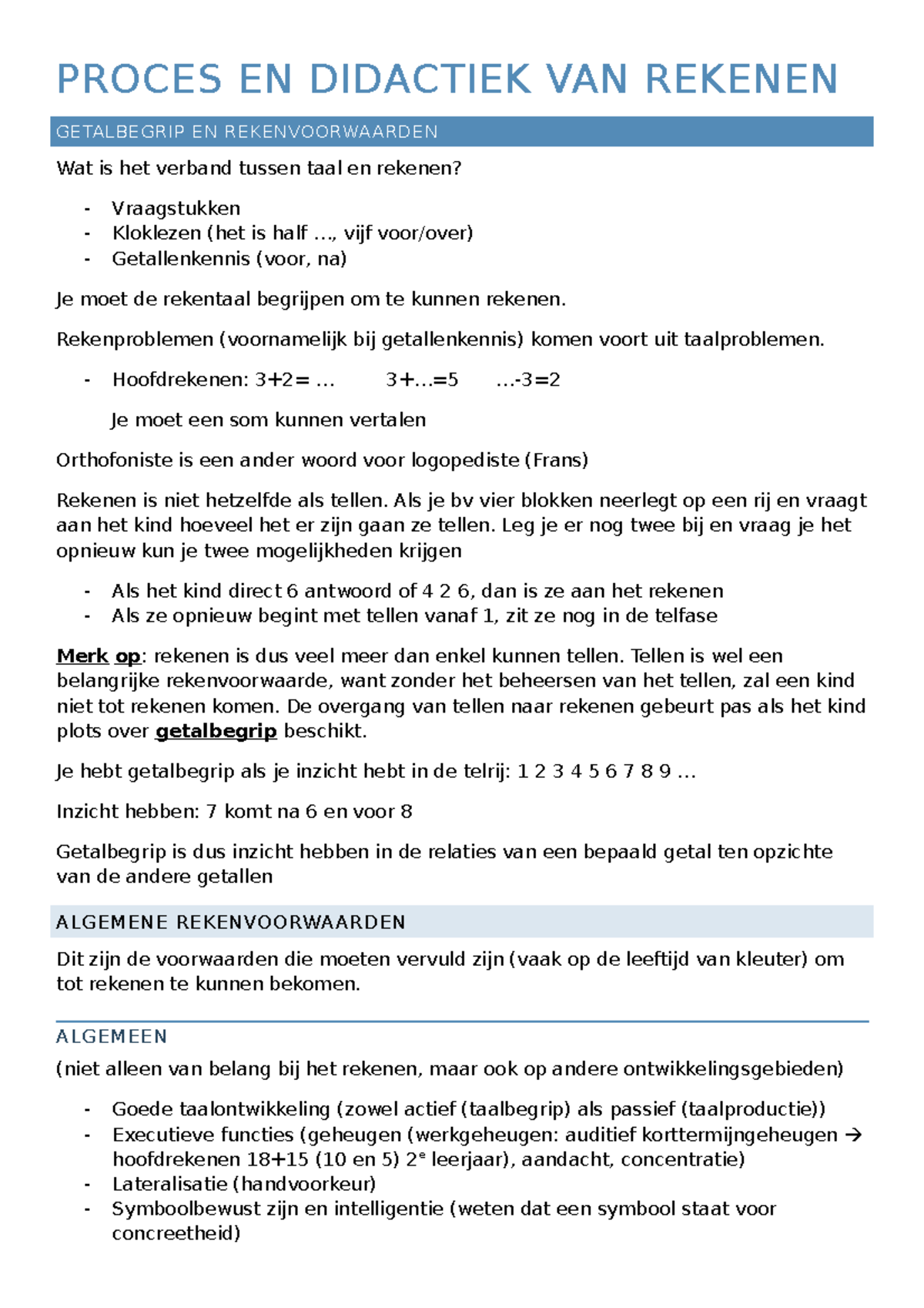 Proces EN Didactiek VAN Rekenen - PROCES EN DIDACTIEK VAN REKENEN ...
