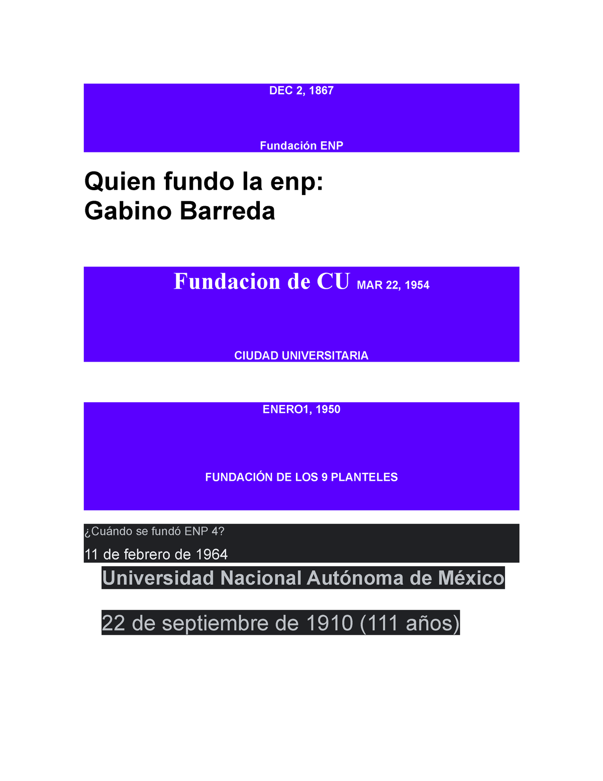 Historia - DEC 2, 1867 Fundación ENP Quien Fundo La Enp: Gabino Barreda ...