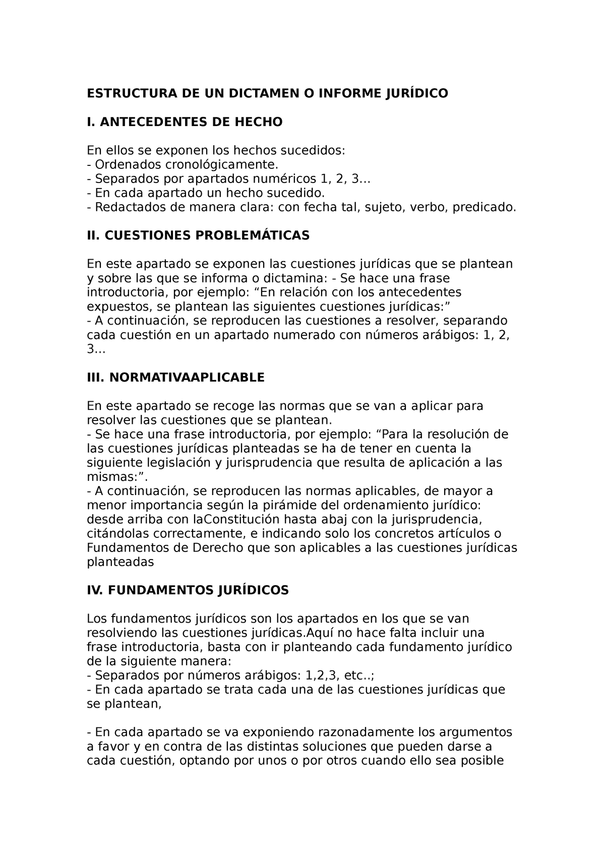 Estructura De Un Dictamen Estructura De Un Dictamen O Informe