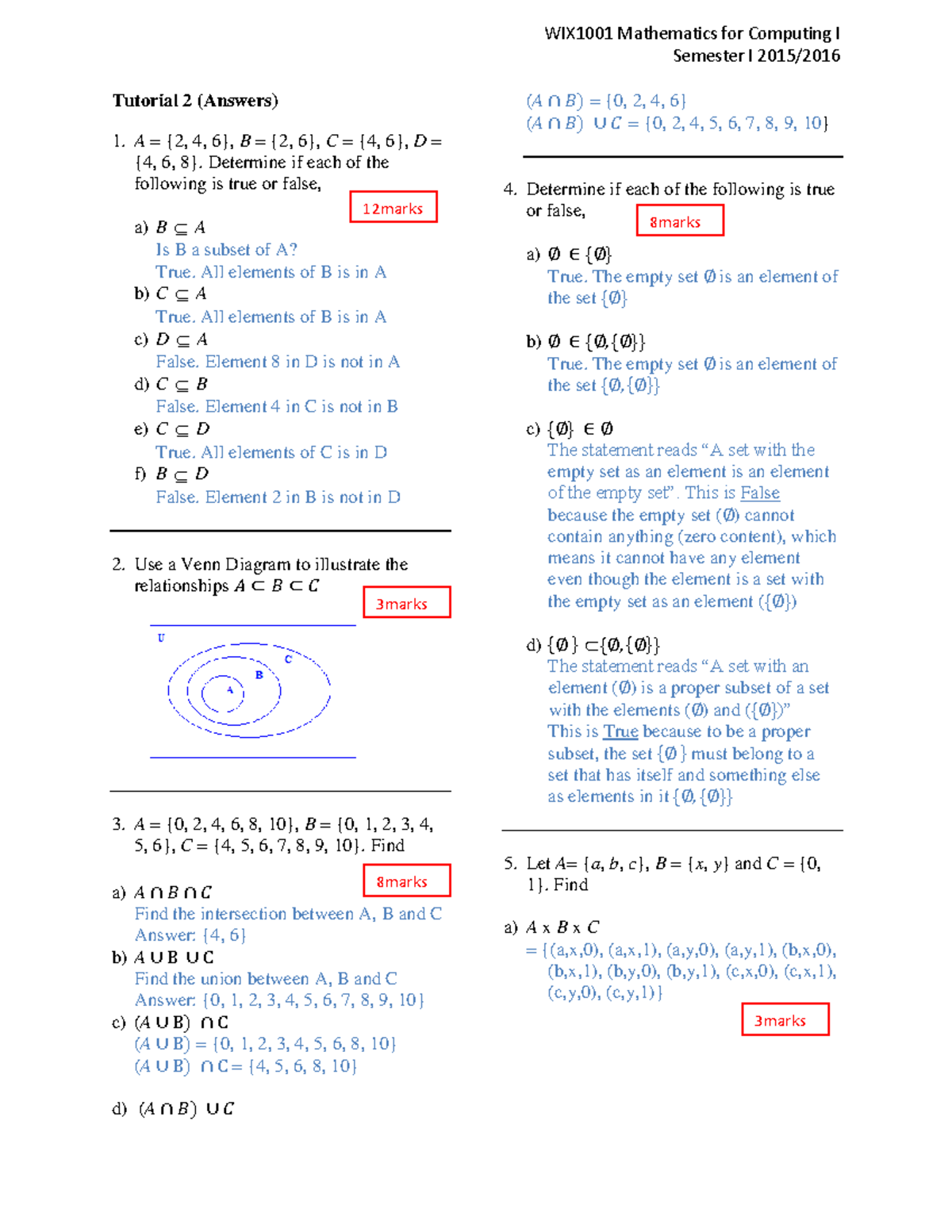 Computing Mathematics Tutorial 2 Answer Studocu