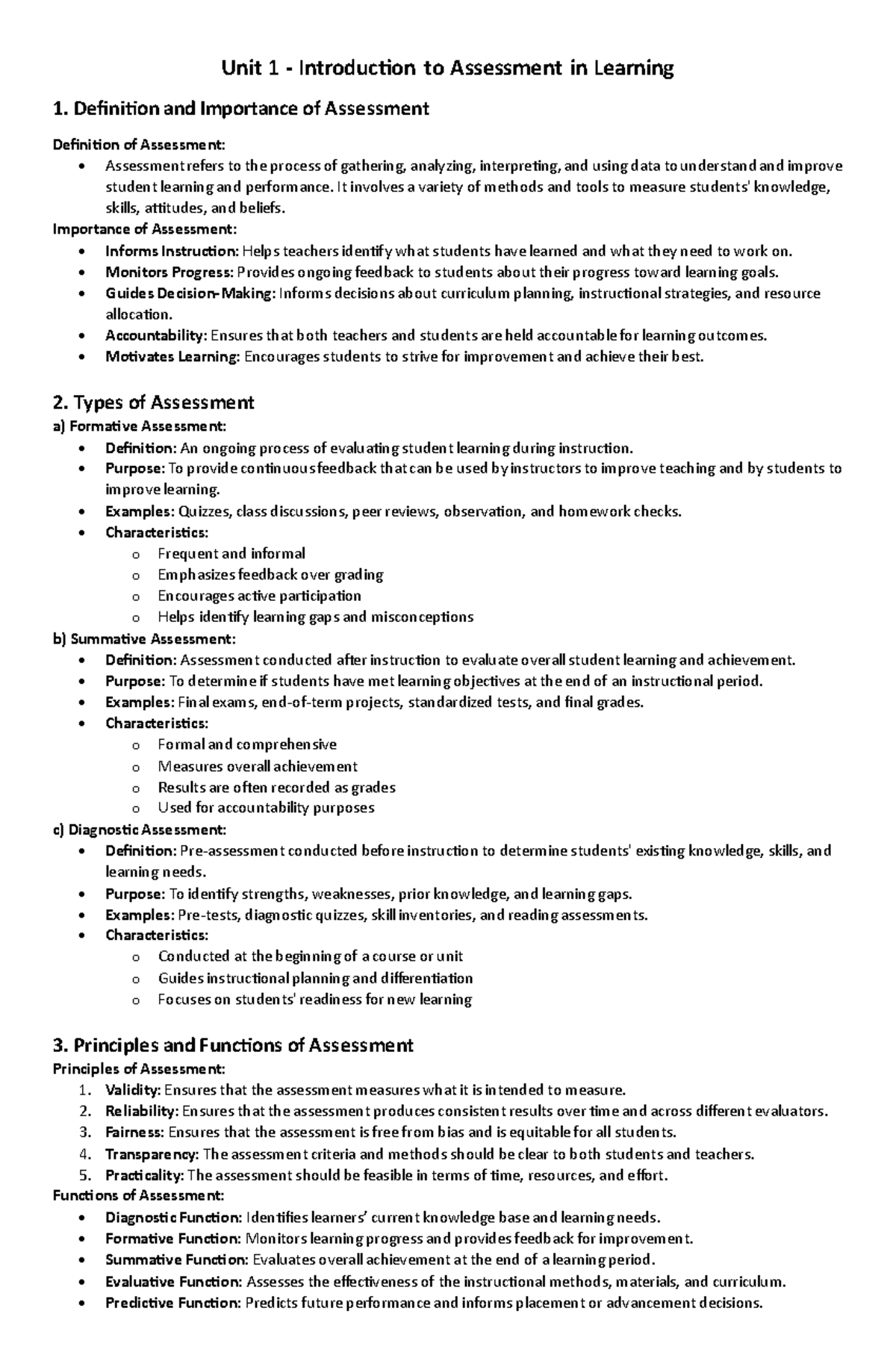 Unit-1 - Research - Unit 1 - Introduction to Assessment in Learning 1 ...