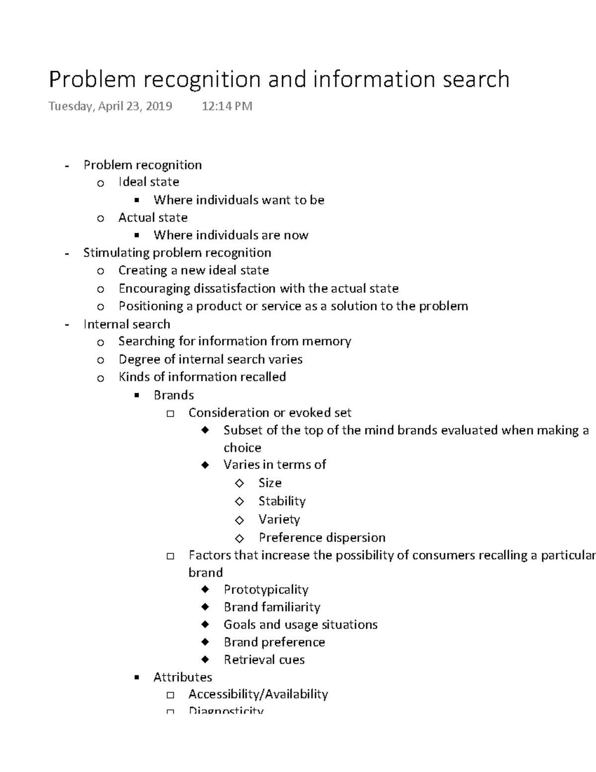 Problem recognition and information search - Warning: TT: undefined ...