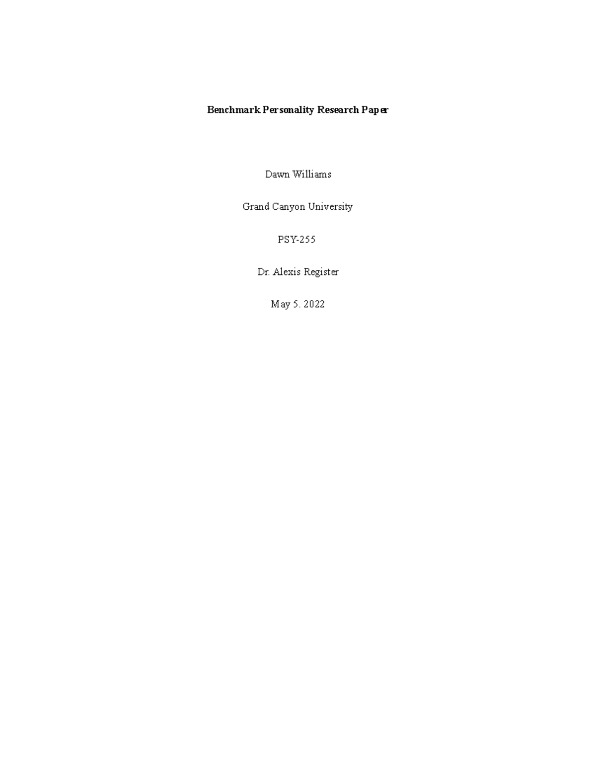 benchmark personality research paper