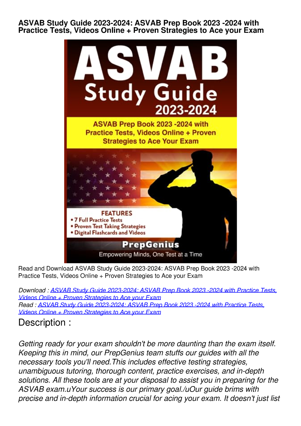 PDF/READ ASVAB Study Guide 20232024 ASVAB Prep Book 2023 2024 with