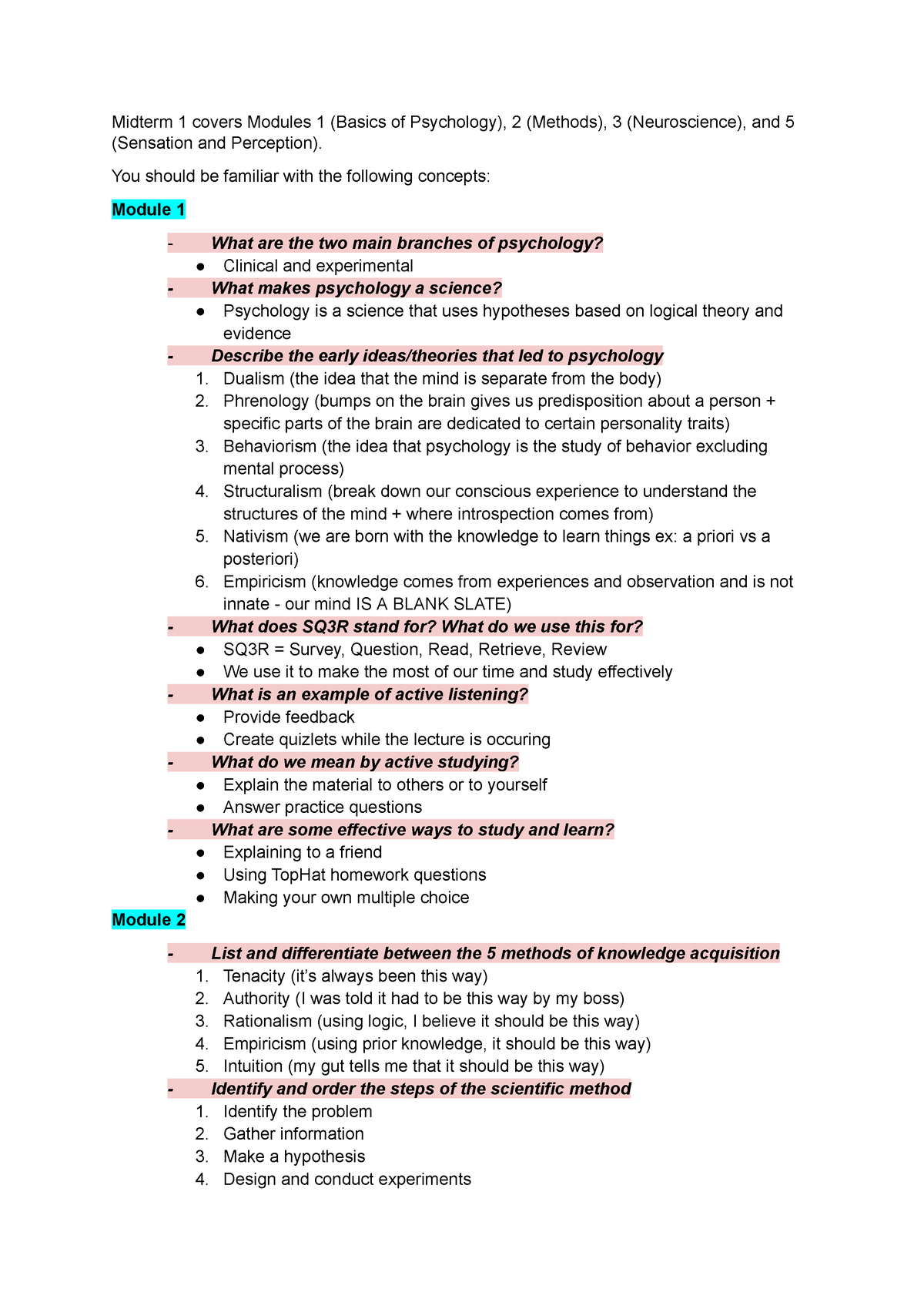 Midterm 1 Covers Modules 1,2,3,5 - Midterm 1 Covers Modules 1 (Basics ...