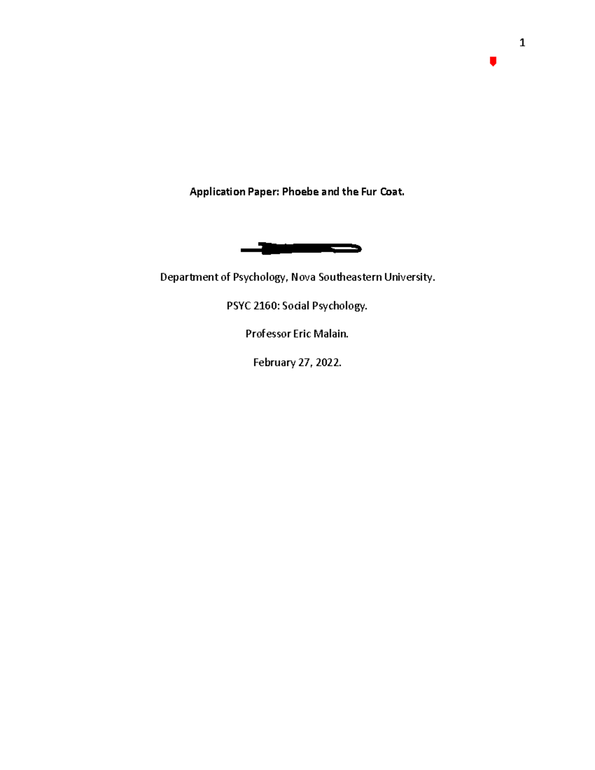 Annotated-Application paper - Application Paper: Phoebe and the Fur ...