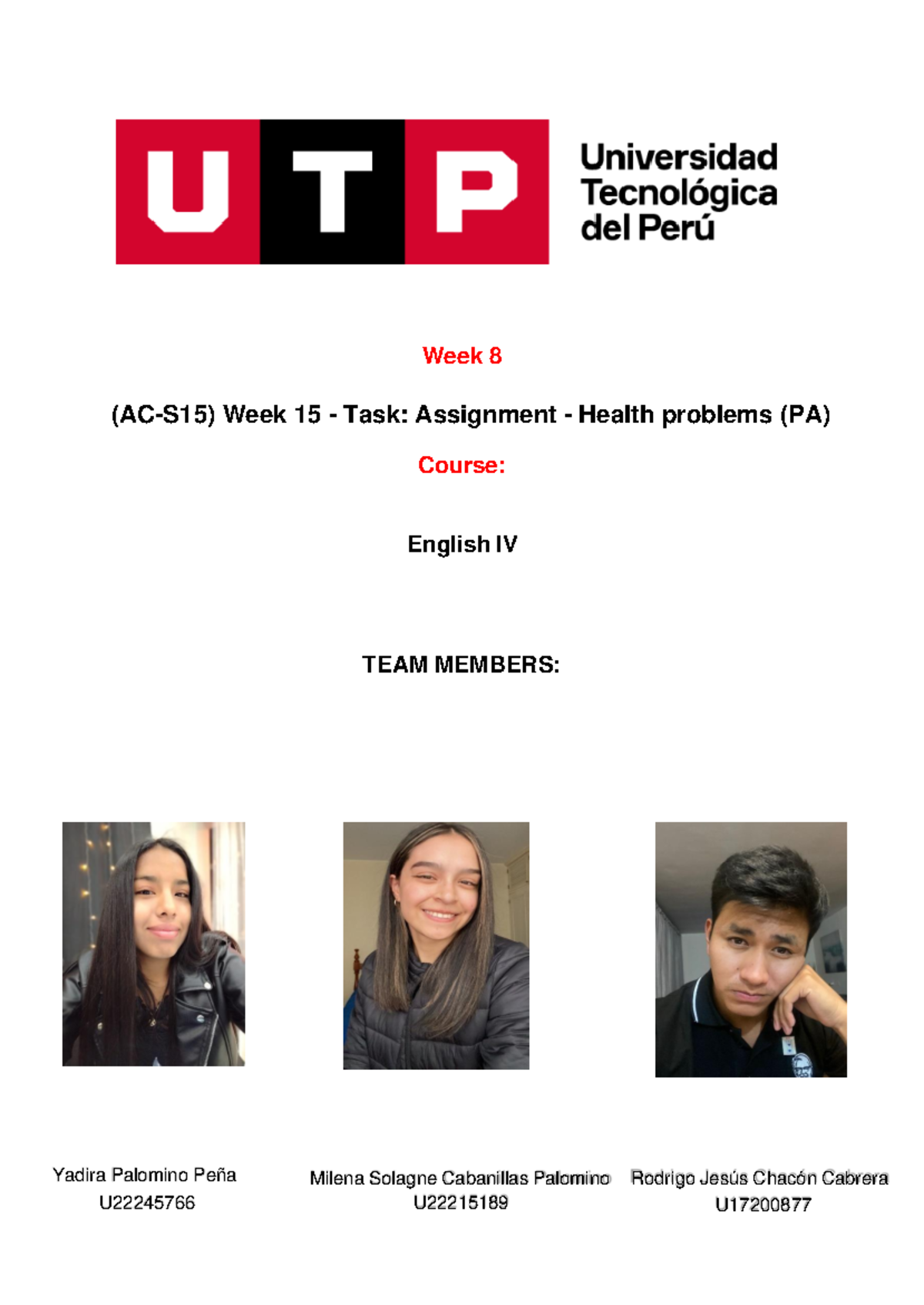 WEEK 15 INGLES UTP .......................... - salud publica - Week 8 ...