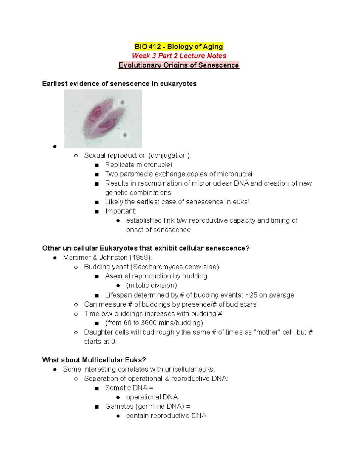 BIO 412 Week 3 Lecture Part 2 - Summer 2021 - BIO 412 - Biology Of ...