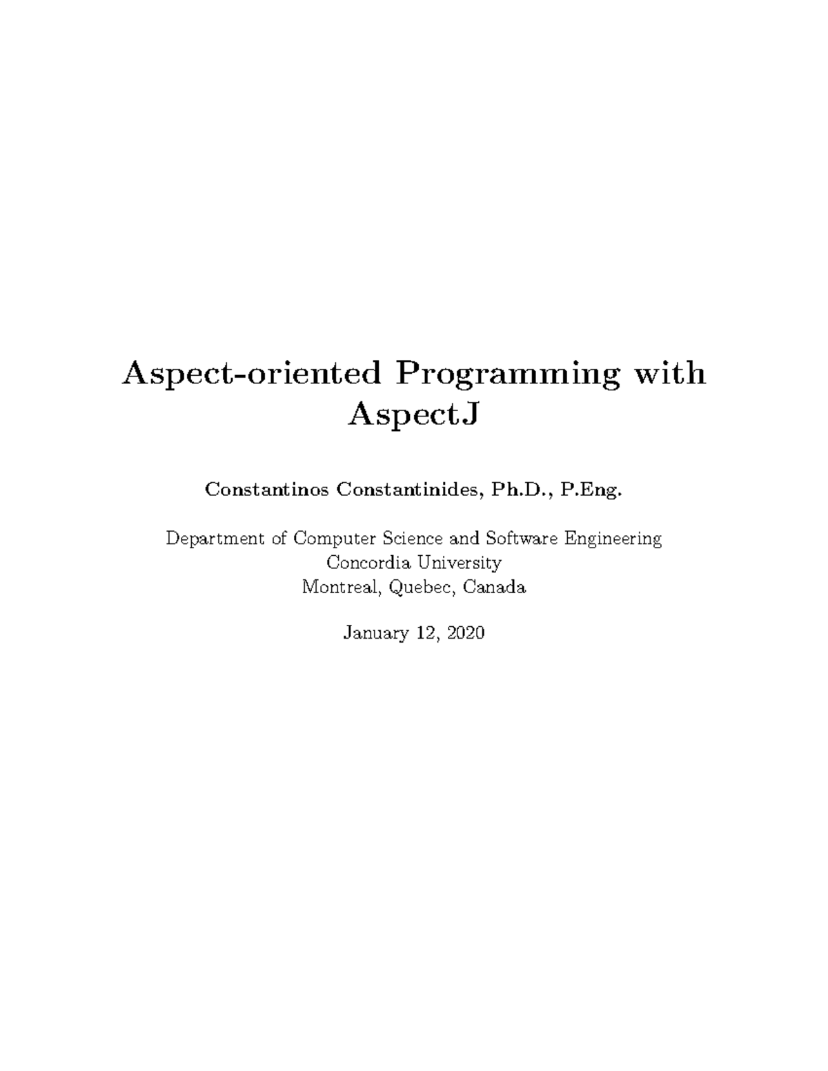 Aspect-oriented Programming with AspectJ - Aspect-oriented Programming ...