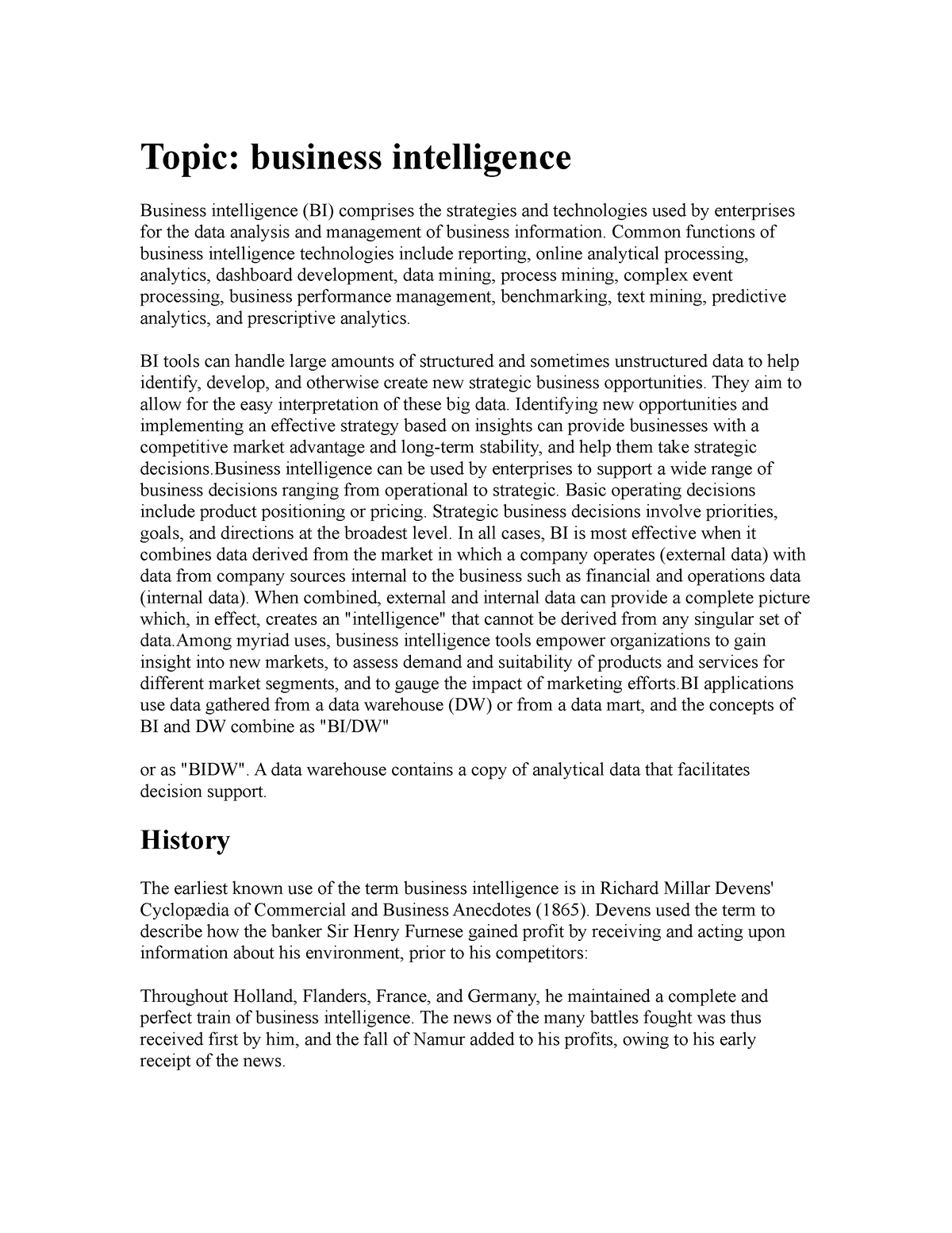 dissertation topics on business intelligence