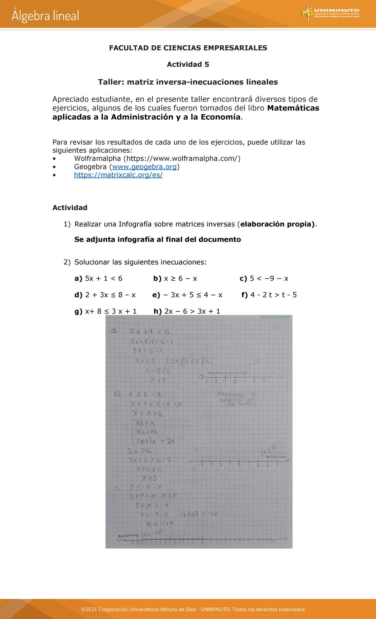 Actividad 5 Lineal -modificada V - FACULTAD DE CIENCIAS EMPRESARIALES ...