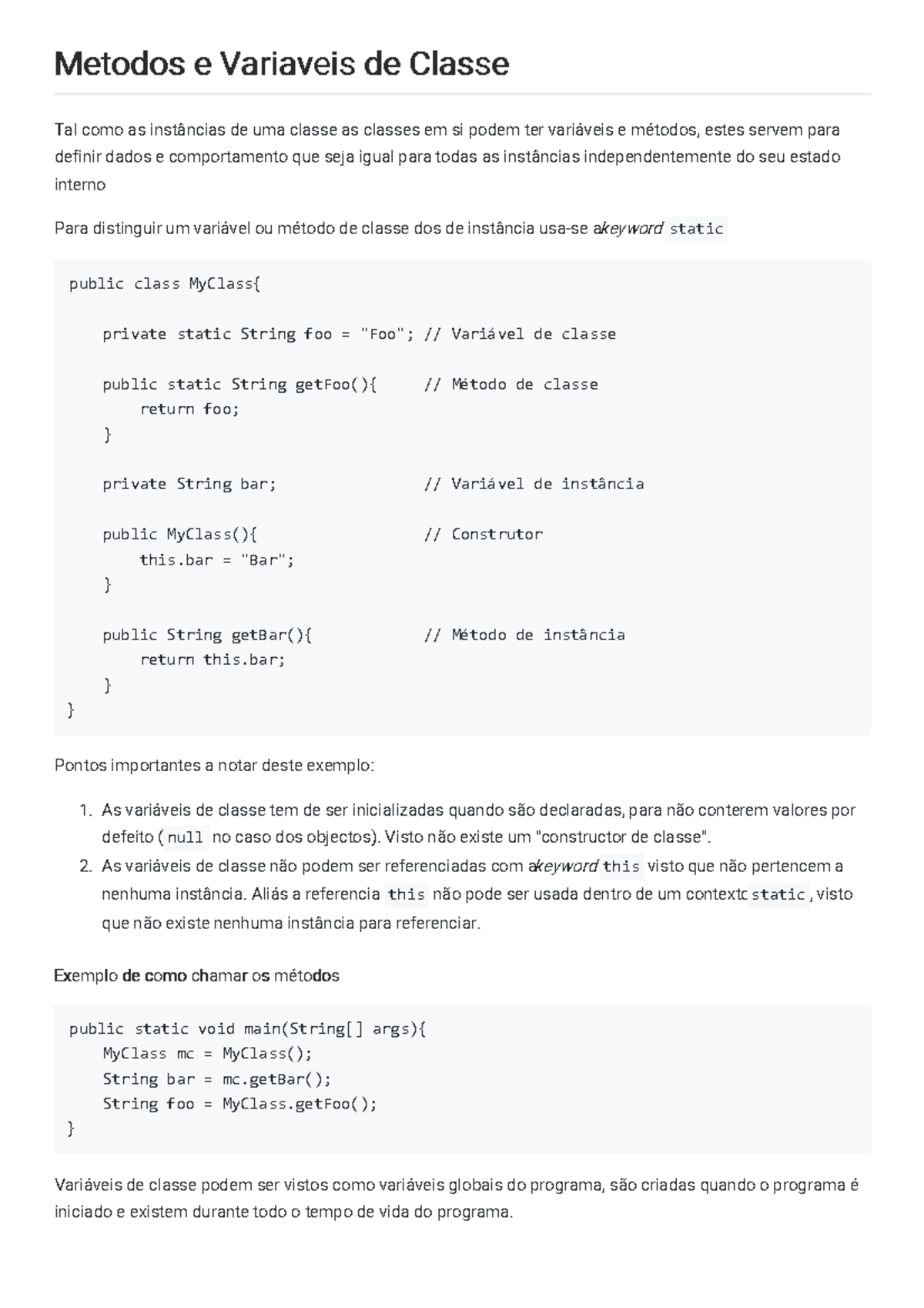 Static - Metodos e Variaveis de ClasseMetodos e Variaveis de Classe Tal ...