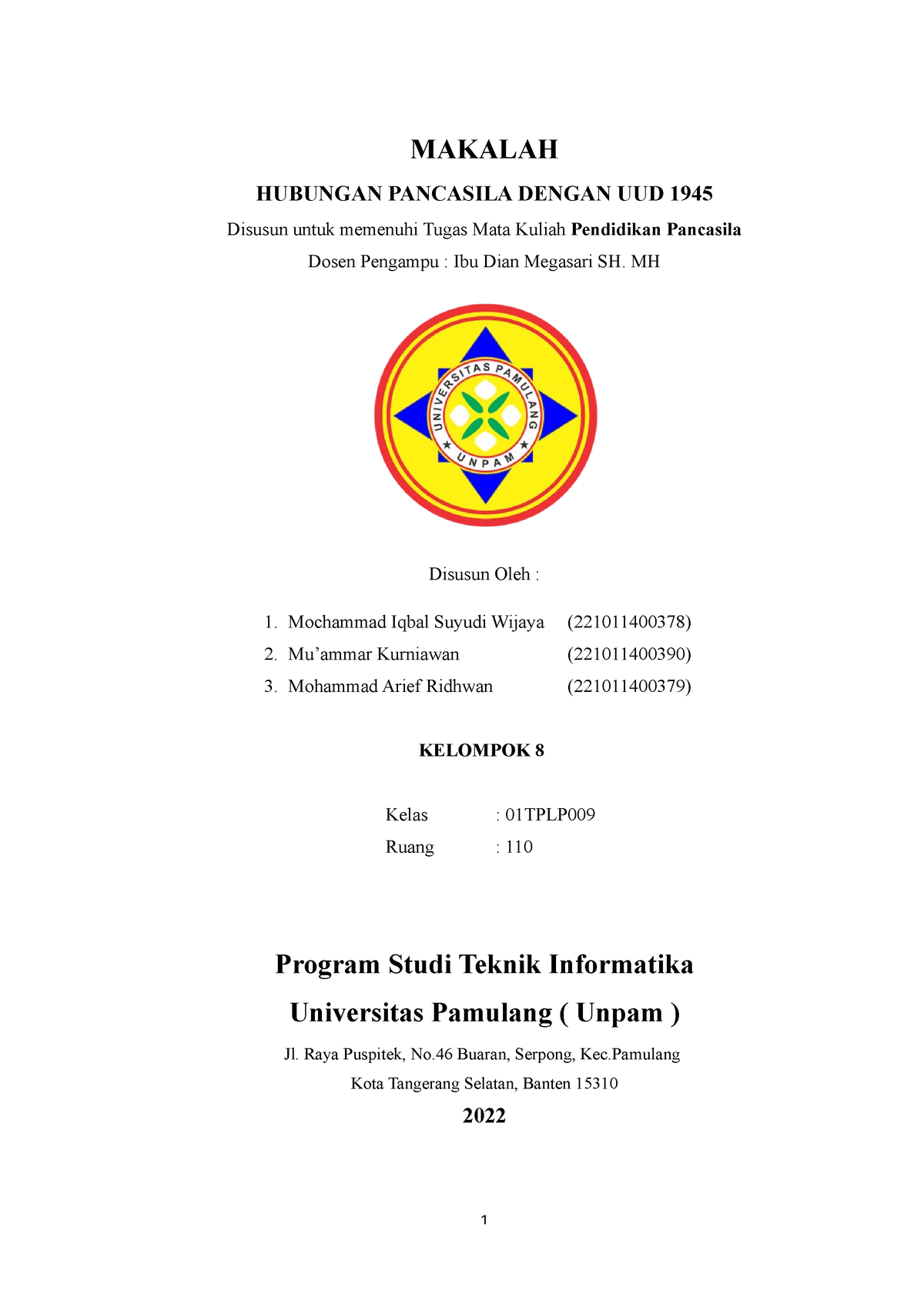 Makalah Hubungan Pancasila Dengan Uud 1945 Makalah Hubungan Pancasila