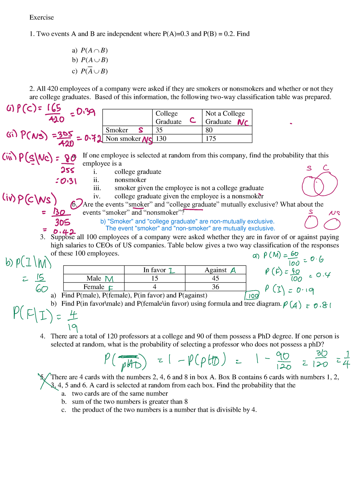 Tutorial 4 Probability Discussion - Exercise Two Events A And B Are ...