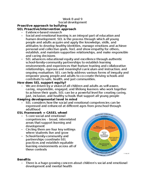 Child Development 3 - Lecture notes 1 - 10 - Child Development 3 Class ...