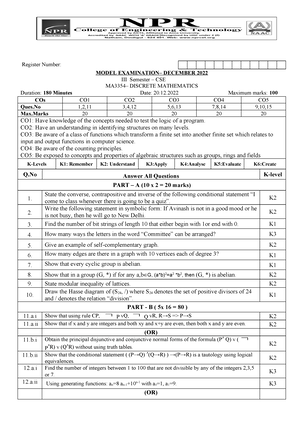 MA3354 DM - Model Question Paper-SET A - Register Number: MODEL ...