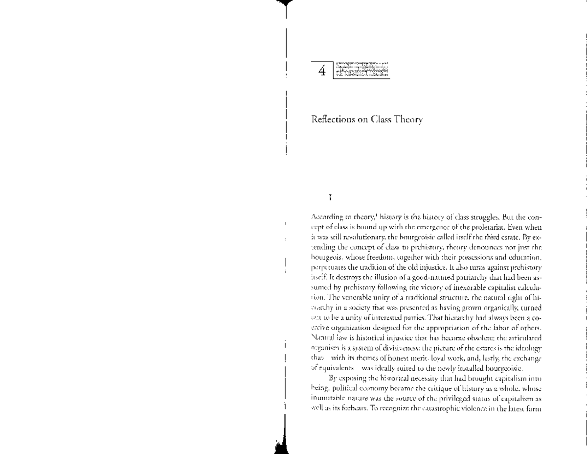 Class theory by Th. W. Adorno, Lecture of 1942 Sociología Studocu