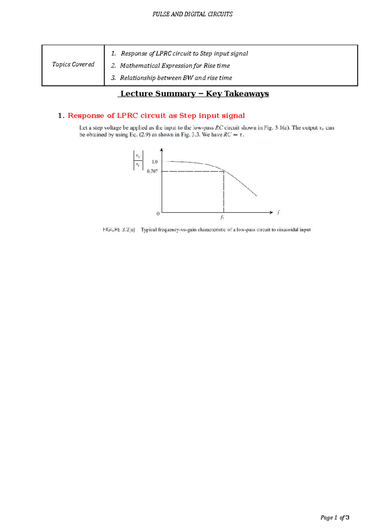 Relationship between BW and rise time - Pulse and Digital circuits ...