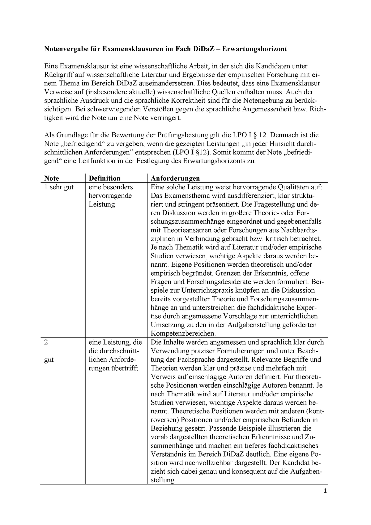 Notenskala Staatsexamen - 1 Notenvergabe Für Examensklausuren Im Fach ...