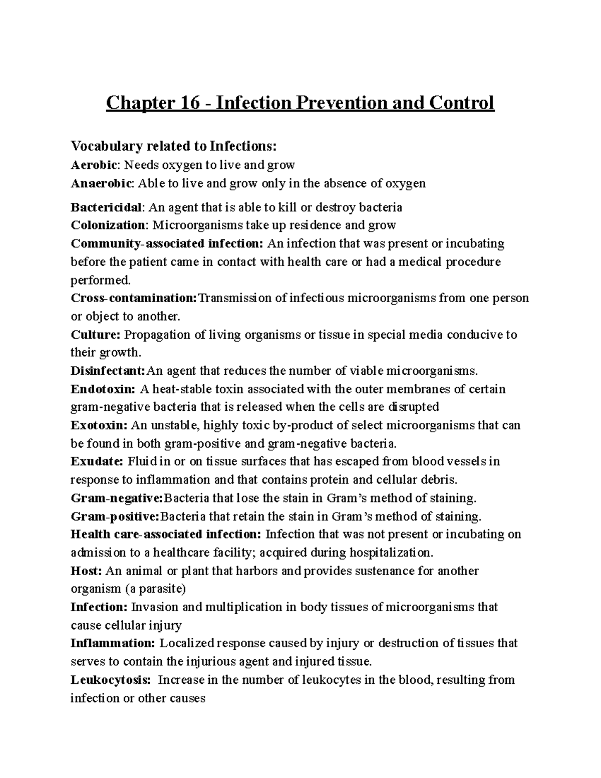 Chapter 16 - Infection Prevention And Control - Cross-contamination ...