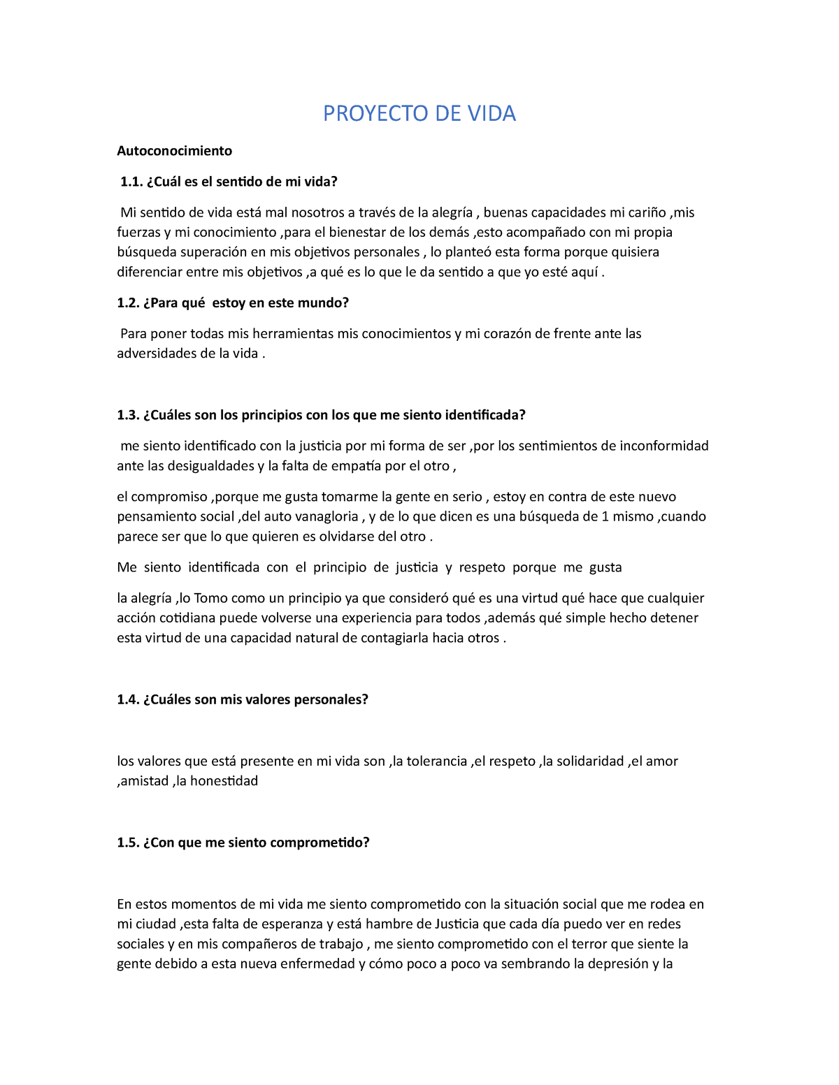 Proyecto De Vida Practica Plan De Vida Proyecto De Vida Autoconocimiento ¿cuál Es El Sentido 9682