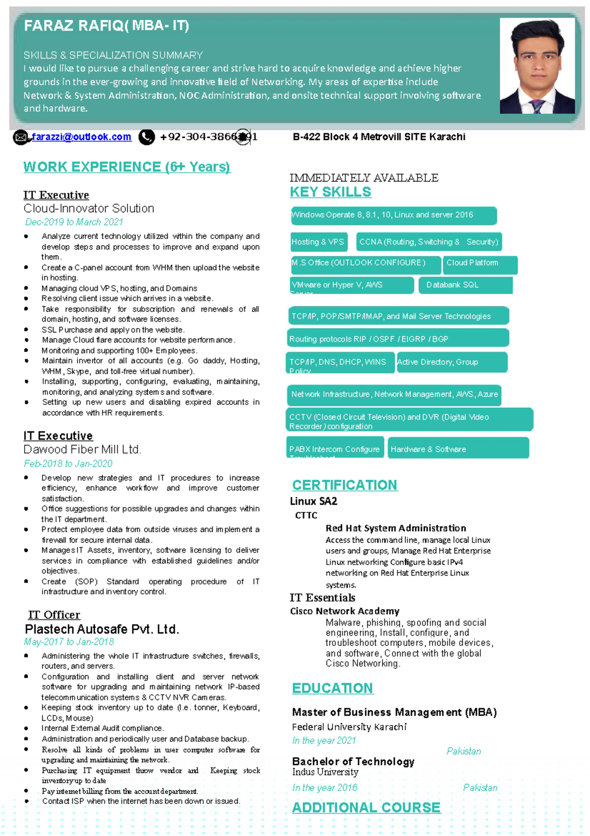 Faraz Rafiq - Lecture notes 1 - FARAZ RAFIQ( MBA- IT) SKILLS ...