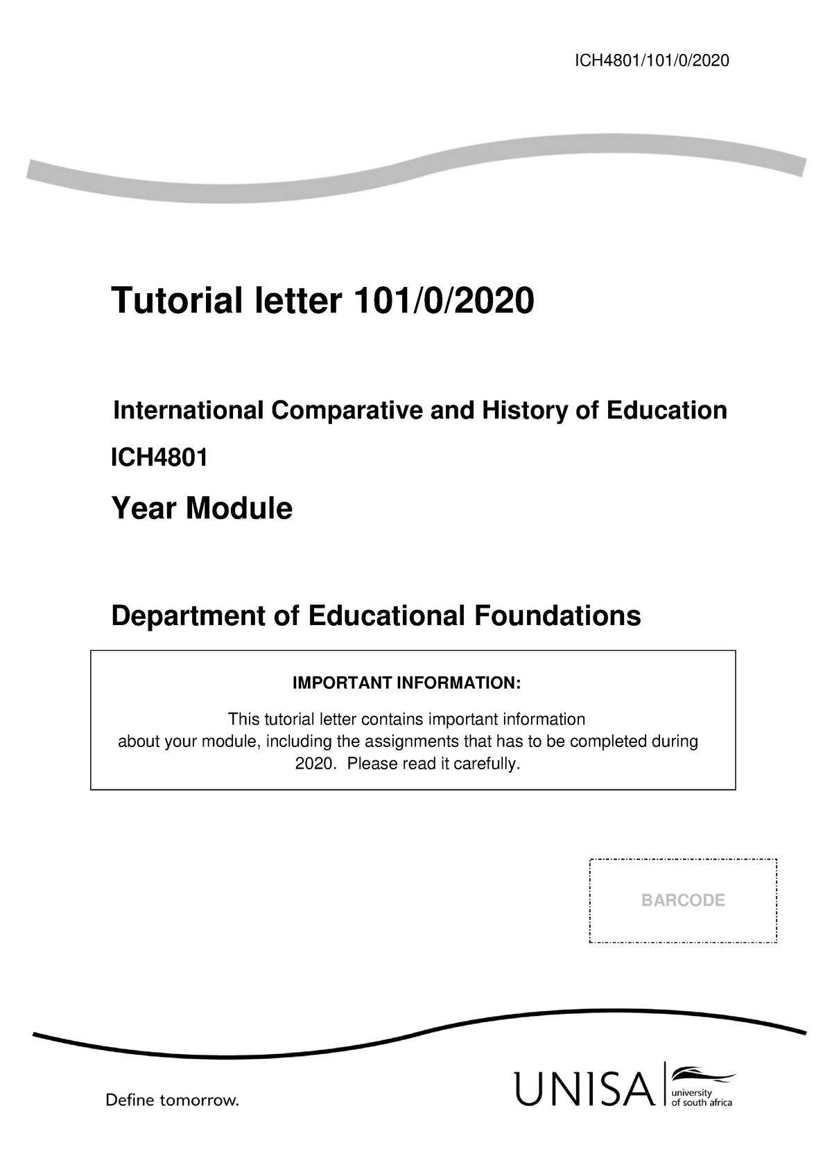 ICH10120 - Tutorial Letter - ICH4801/101/0/ Tutorial Letter 101/0 ...