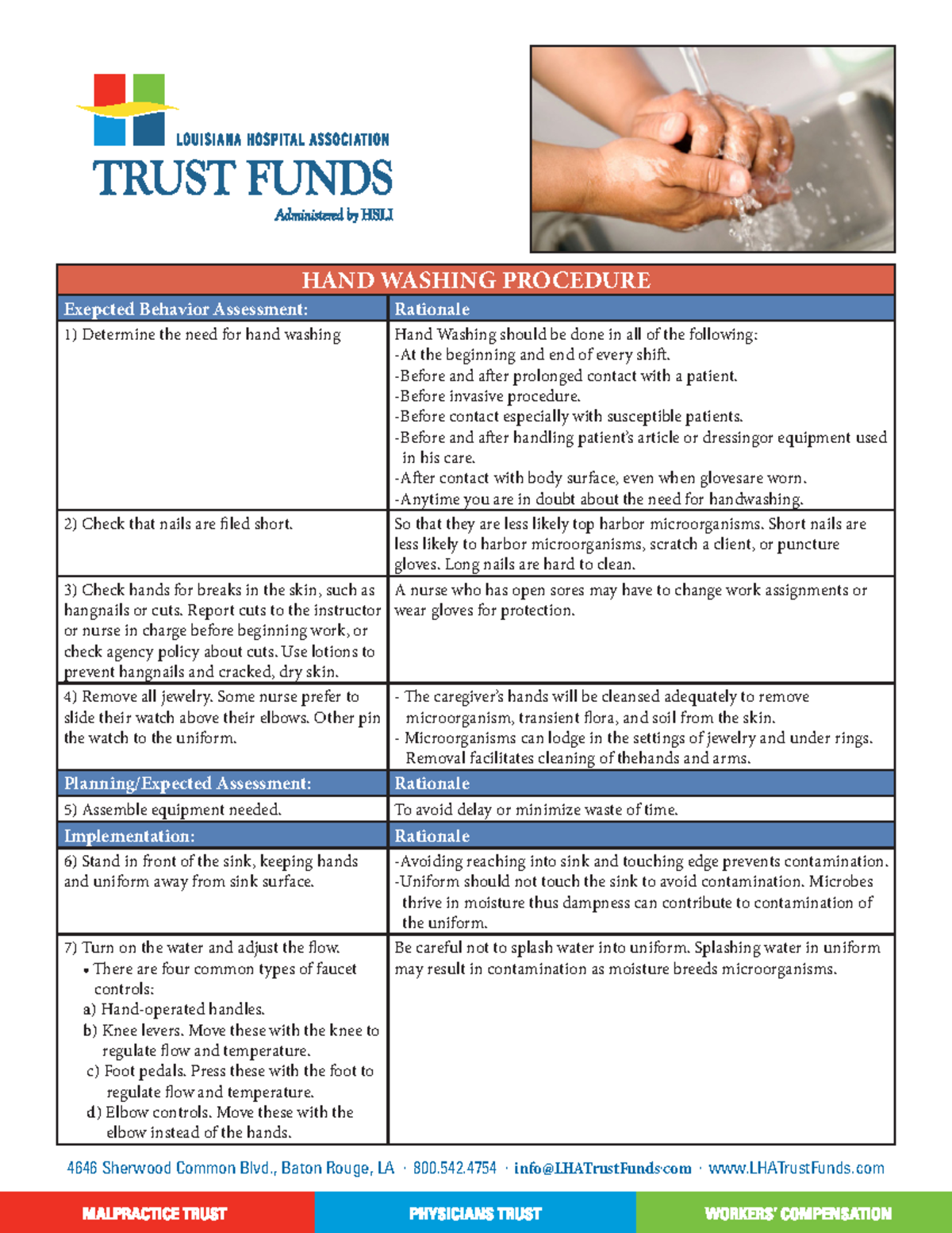 Checklist of Hand-Washing-Procedure (hand hygiene) - 4646 Sherwood ...