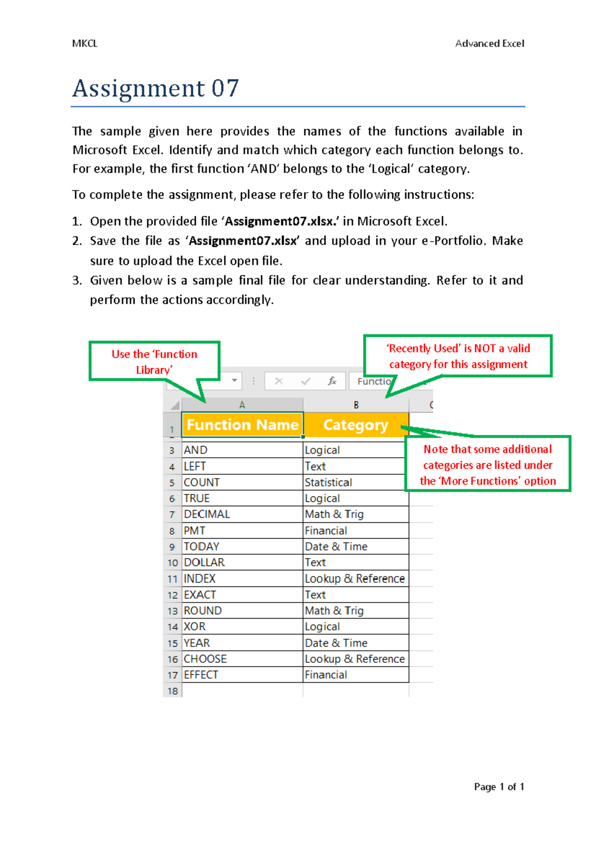 1be73ee828ee13dbe57a6acf8146f8d3 - MKCL Advanced Excel Page 1 of 1 ...