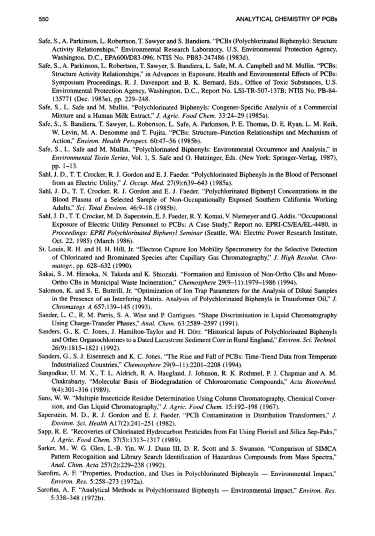 Analytical chemistry of pcbs 189 - 550 ANALYTICAL CHEMISTRY OF PCBs ...