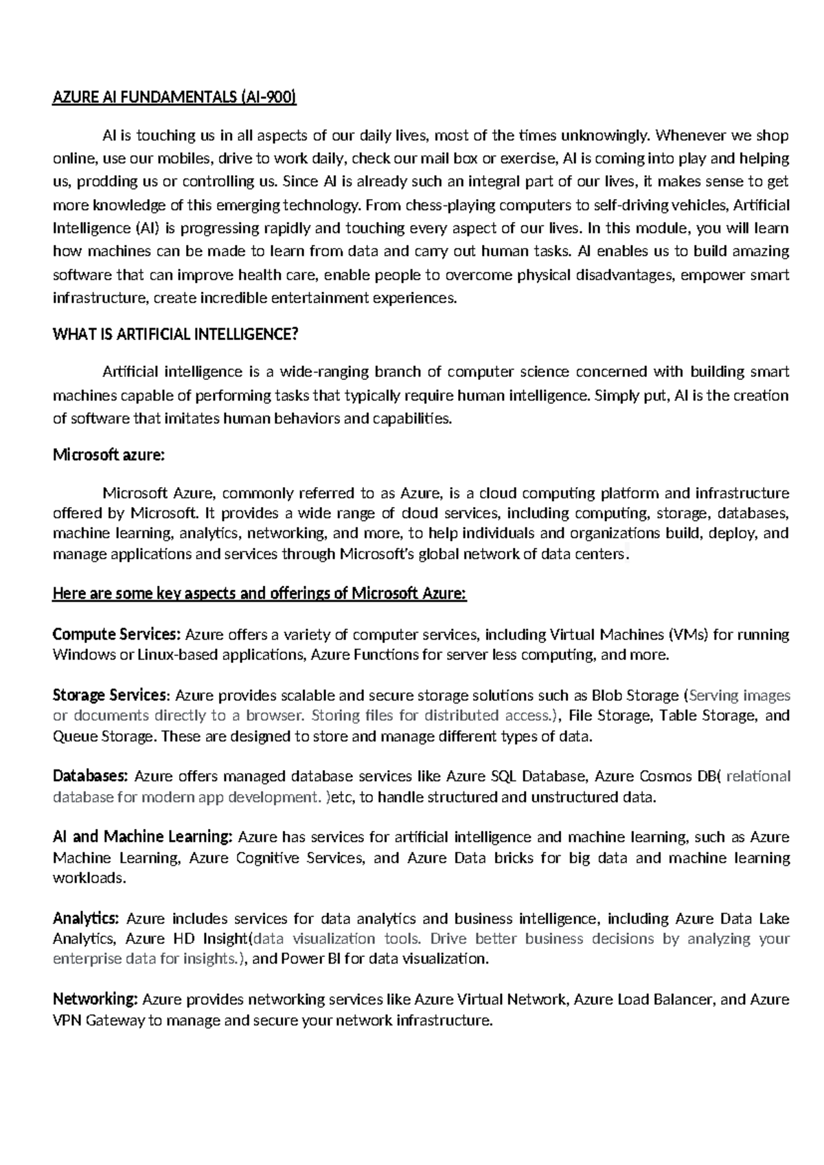 AI-unit1-btk - notes - AZURE AI FUNDAMENTALS (AI-900) AI is touching us ...