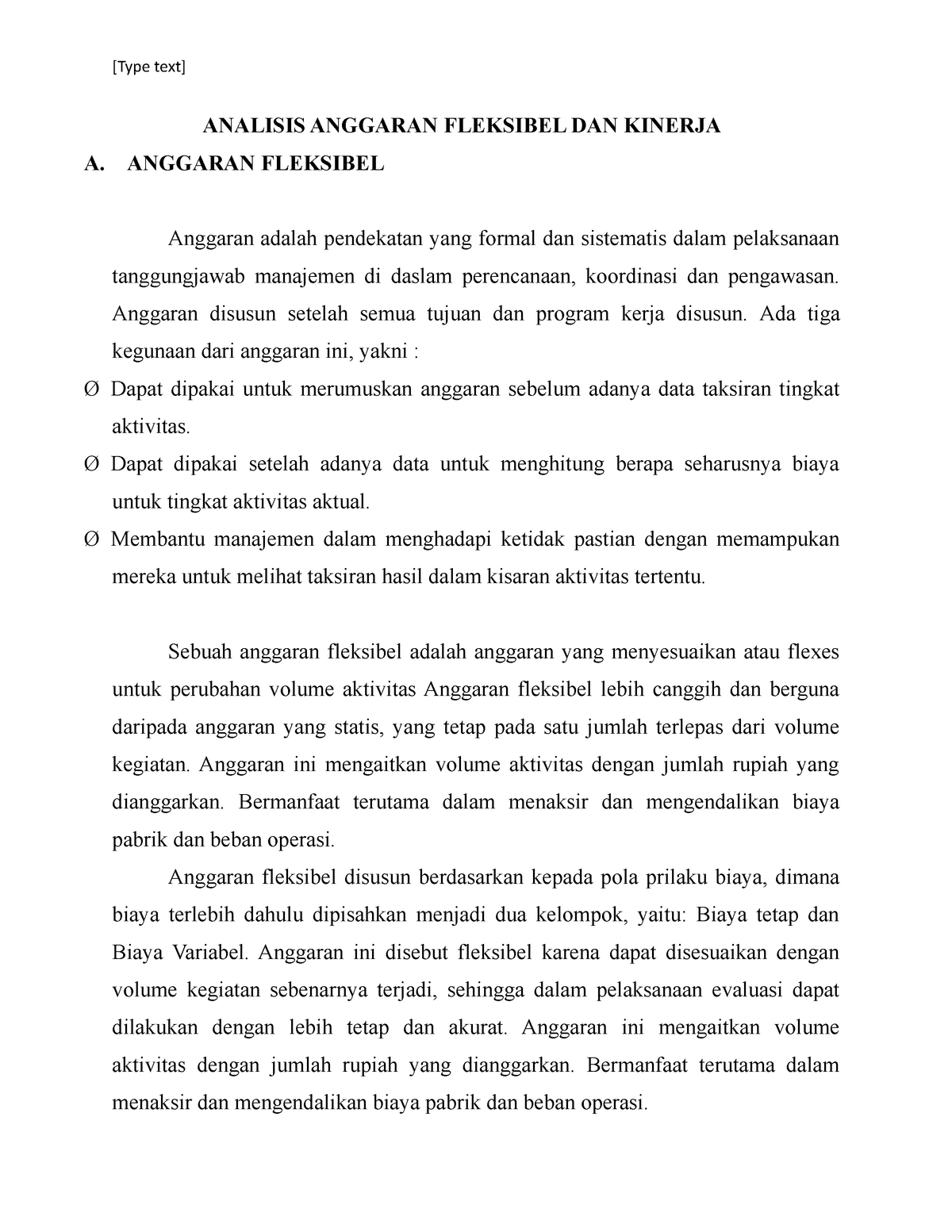 Analisis Anggaran Fleksibel Dan Kinerja Analisis Anggaran Fleksibel Dan Kinerja A Anggaran 0367