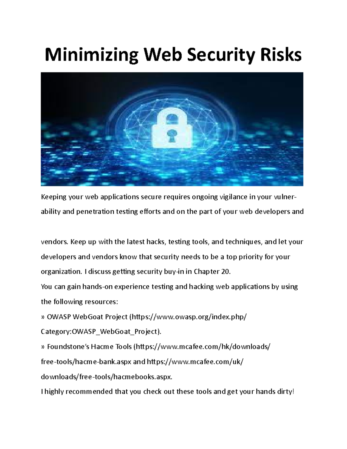 Minimizing Web Security Risks - Minimizing Web Security Risks Keeping ...