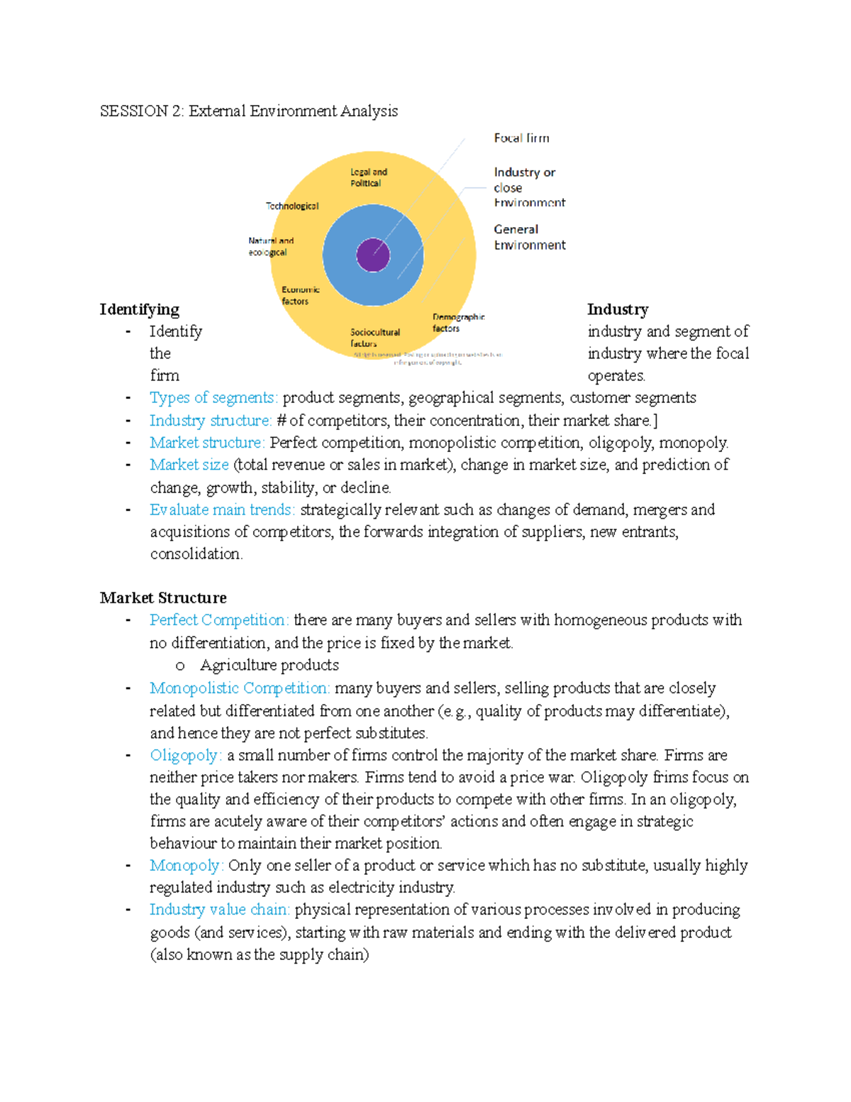 COMM 401 Notes - SESSION 2: External Environment Analysis Identifying ...