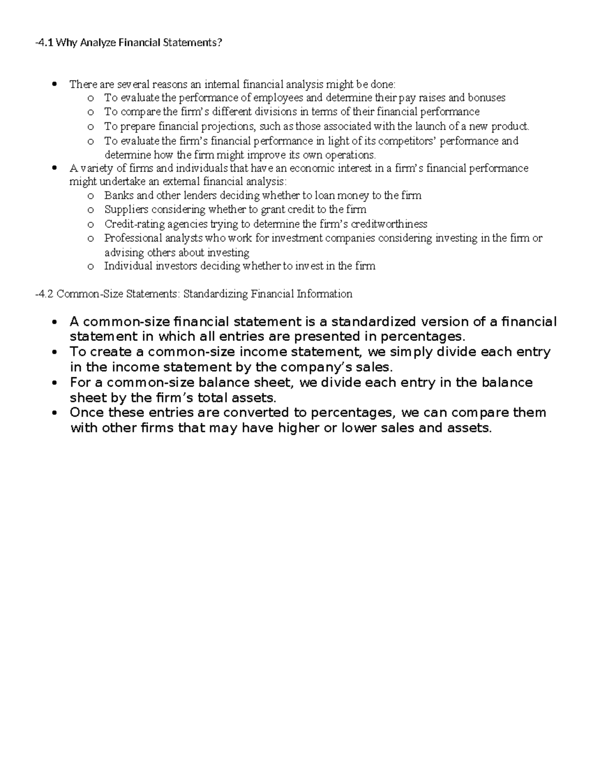 POF Chapter 4 -4 Why Analyze Financial Statements? There are several ...