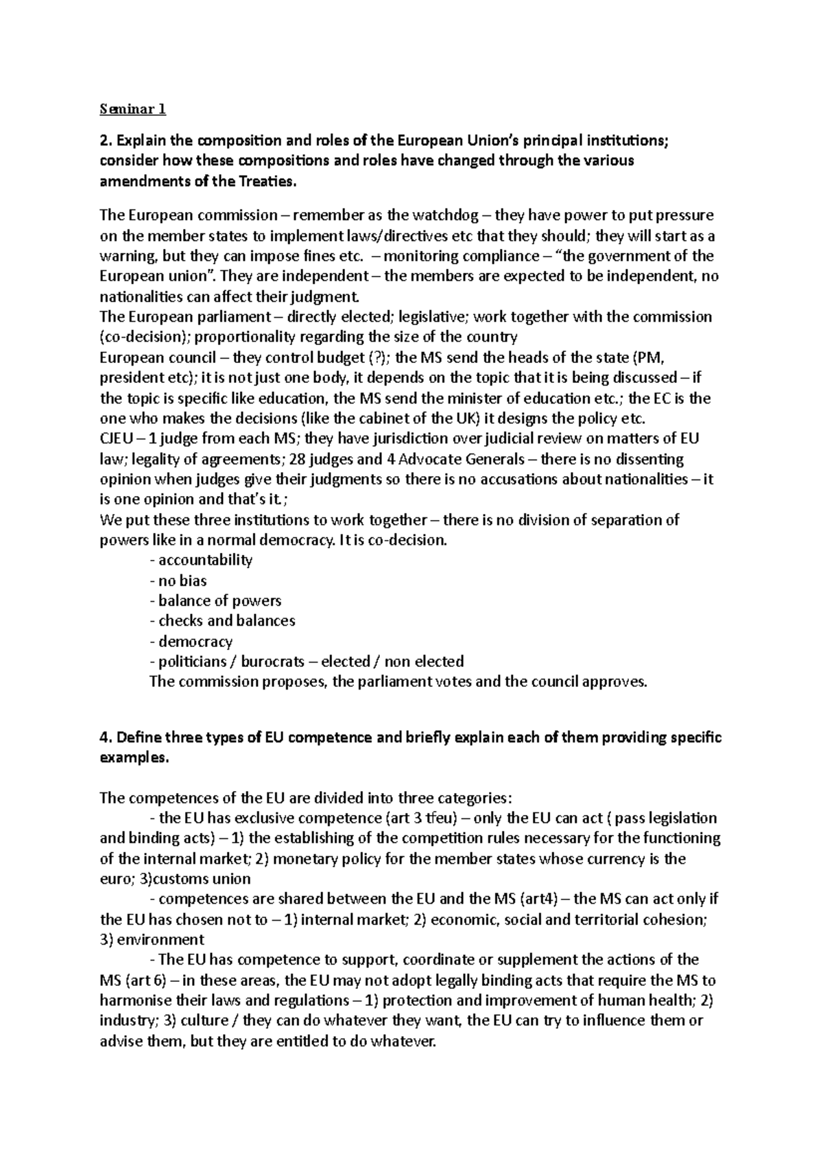 eu-law-seminar-answers-seminar-1-2-explain-the-composition-and-roles