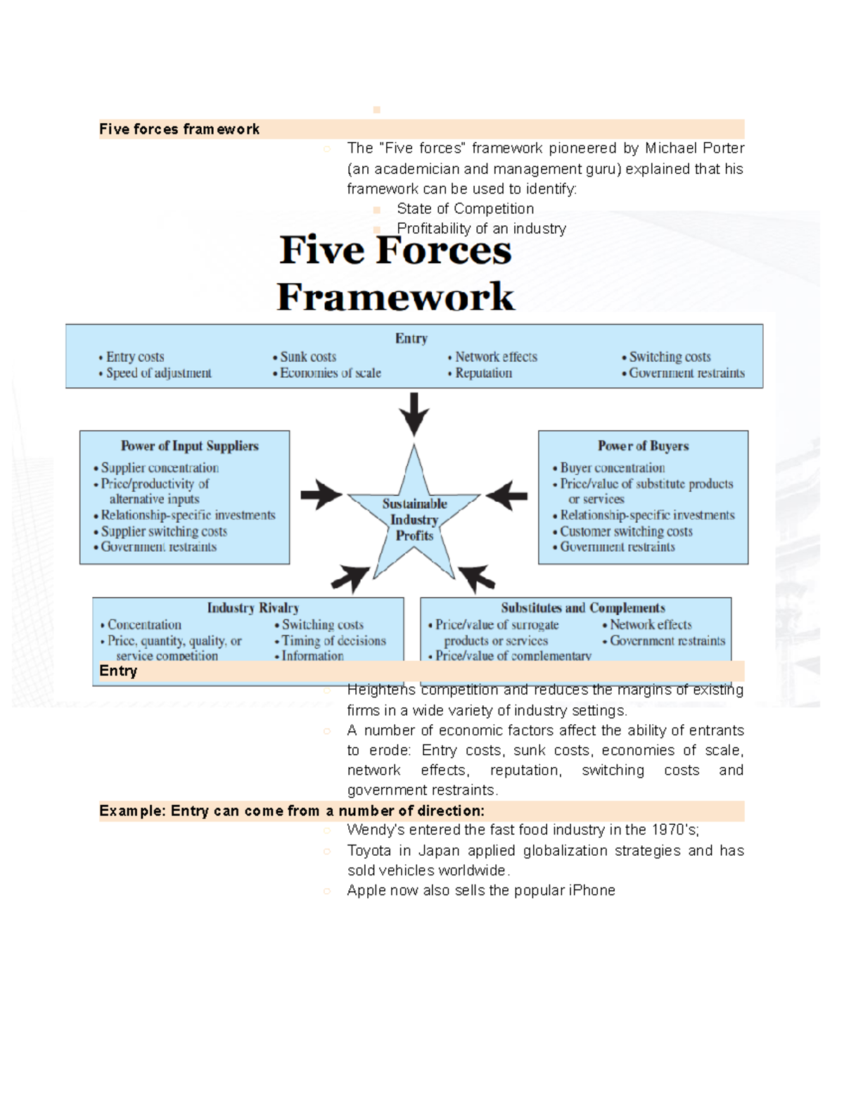 ECON 1 - notes - Five forces framework The “Five forces” framework ...