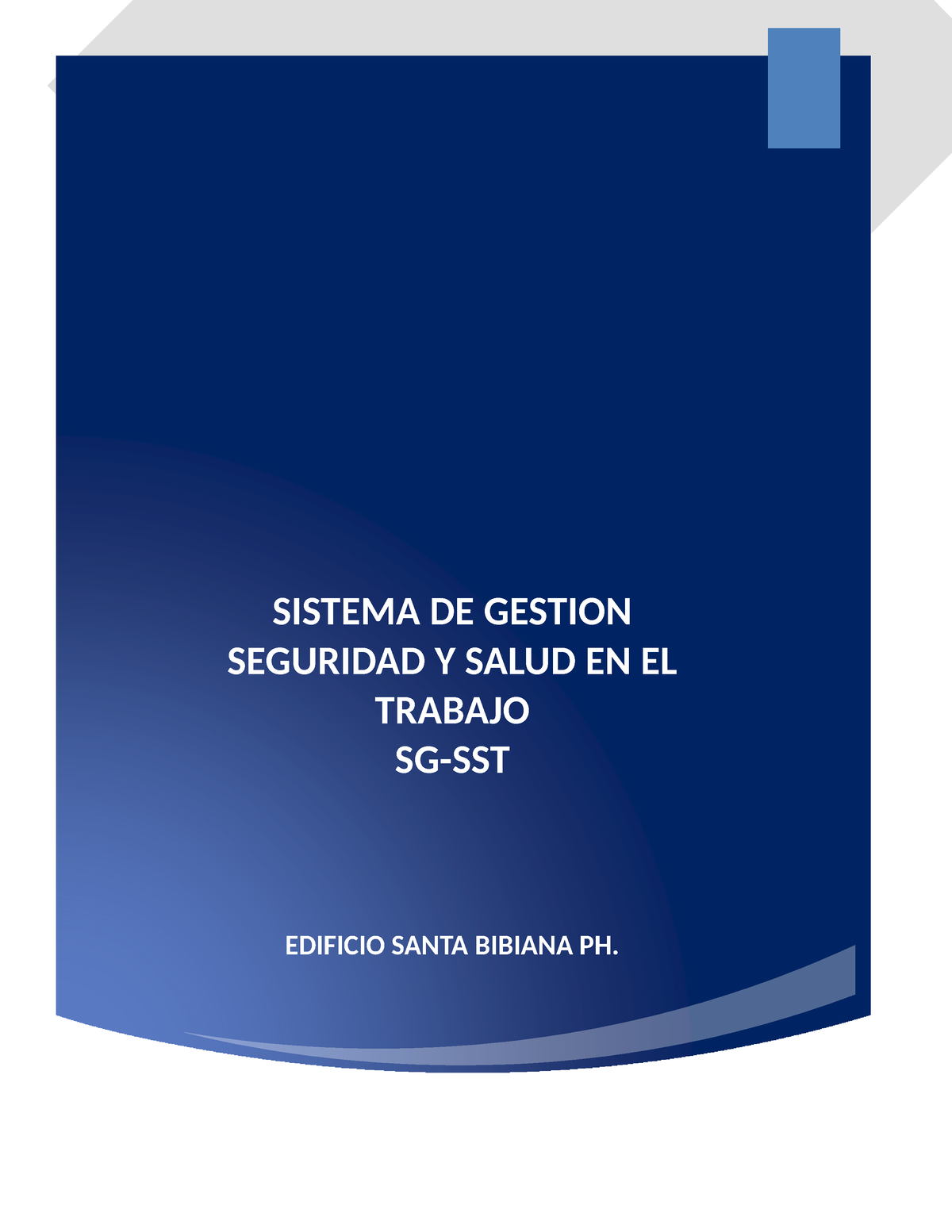 Manual Del SG SST Edificio Santa Bibiana Ph - SISTEMA DE GESTION ...