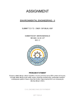 EE-II ASS 107 - Environmental assignment - ASSIGNMENT ENVIRONMENTAL ...
