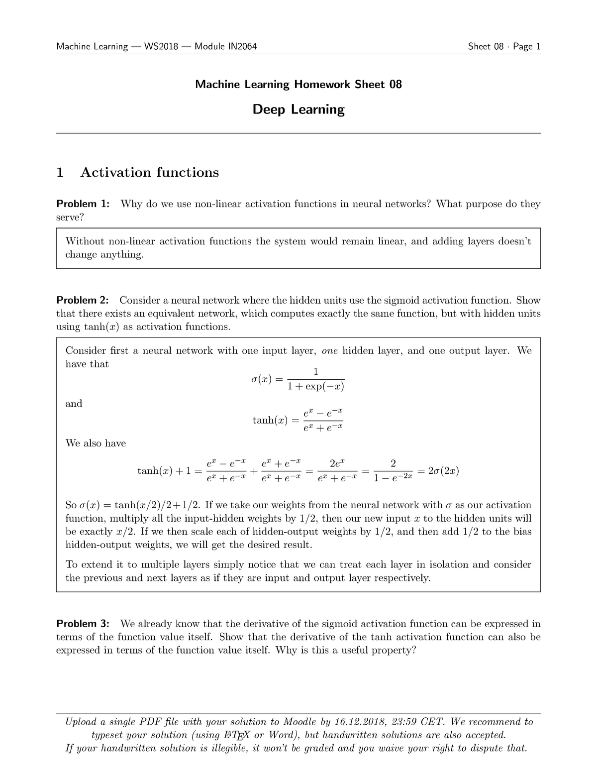 machine learning homework assignments